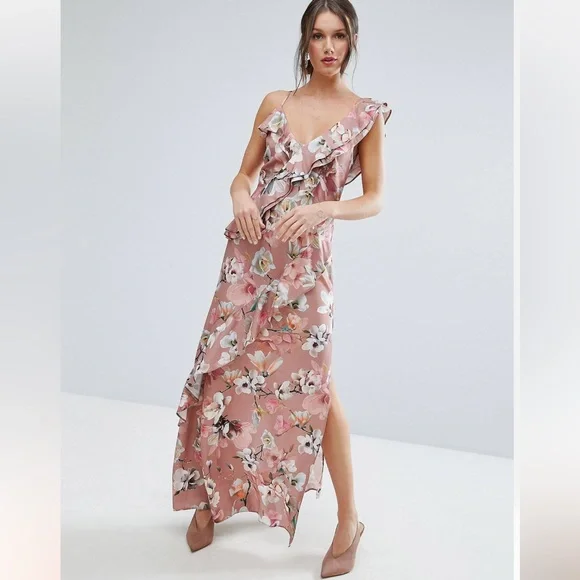 ASOS | Dresses | Asos Dusty Rose Floral Dress | Poshmark